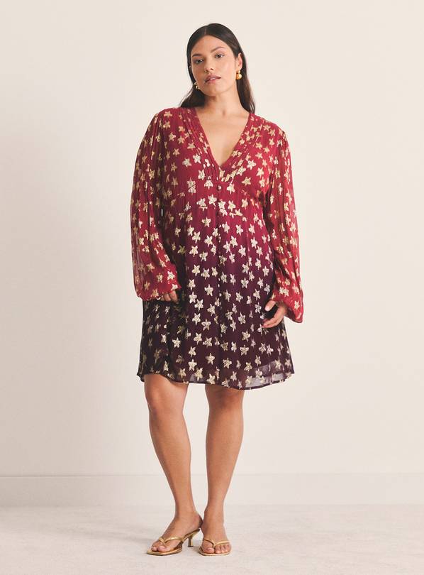 SIMPLY BE Ombre Star Jacquard Skater Dress 30